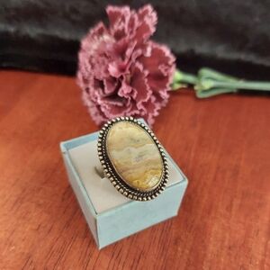 Handcrafted Mexican Crazy Lace Agate Oversized Oval Ring (7)